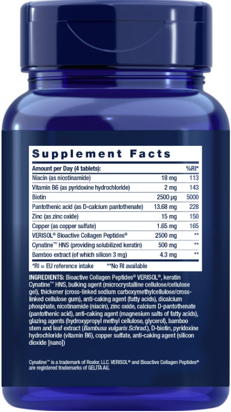 Life Extension Hair, Skin & Nails – Collagen Plus (120 tabletter) - 2
