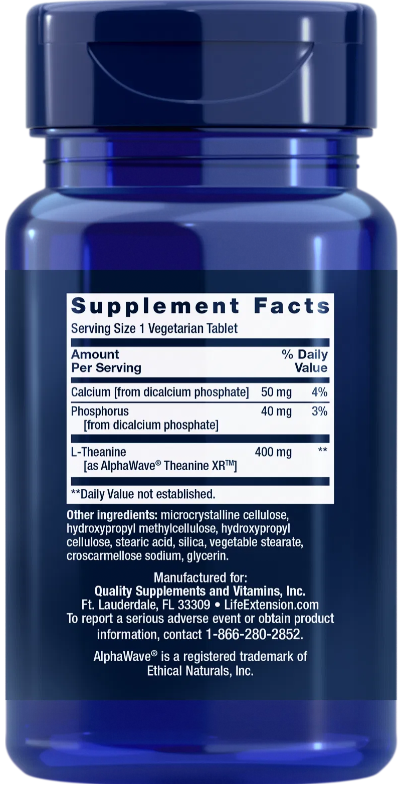 Life Extension Theanine XR Stress Relief – Långtidsverkande (30 st) - 2