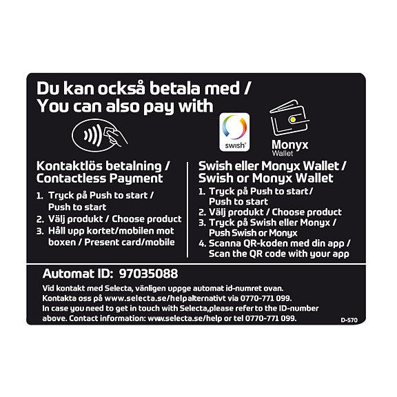 Betalningsinstruktion med unikt Automat id nr.