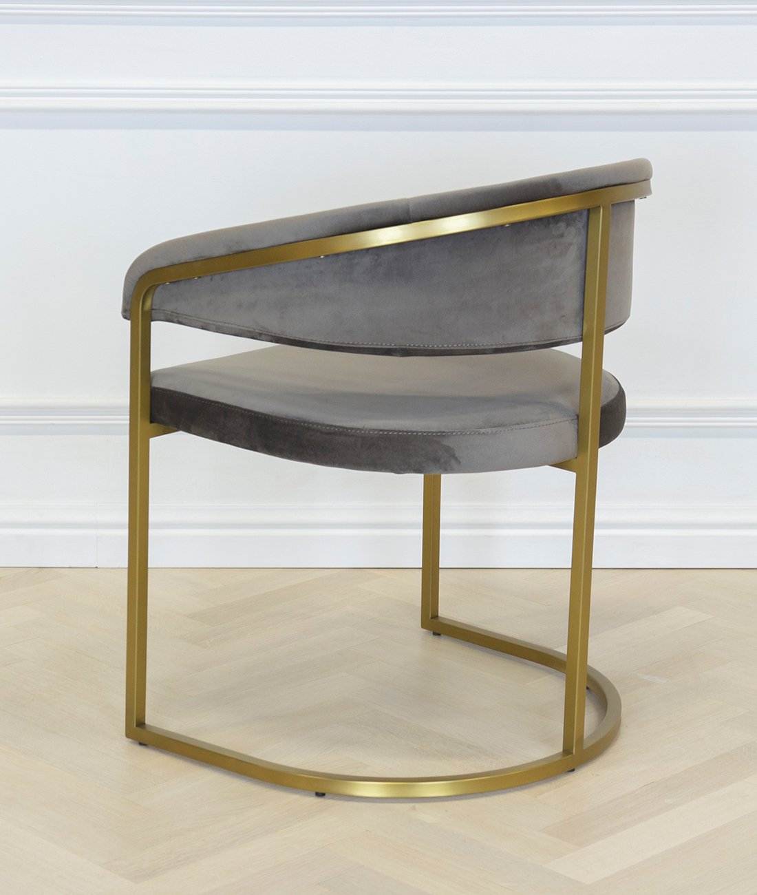 Chloé stol mattguld/grå sammet - 7