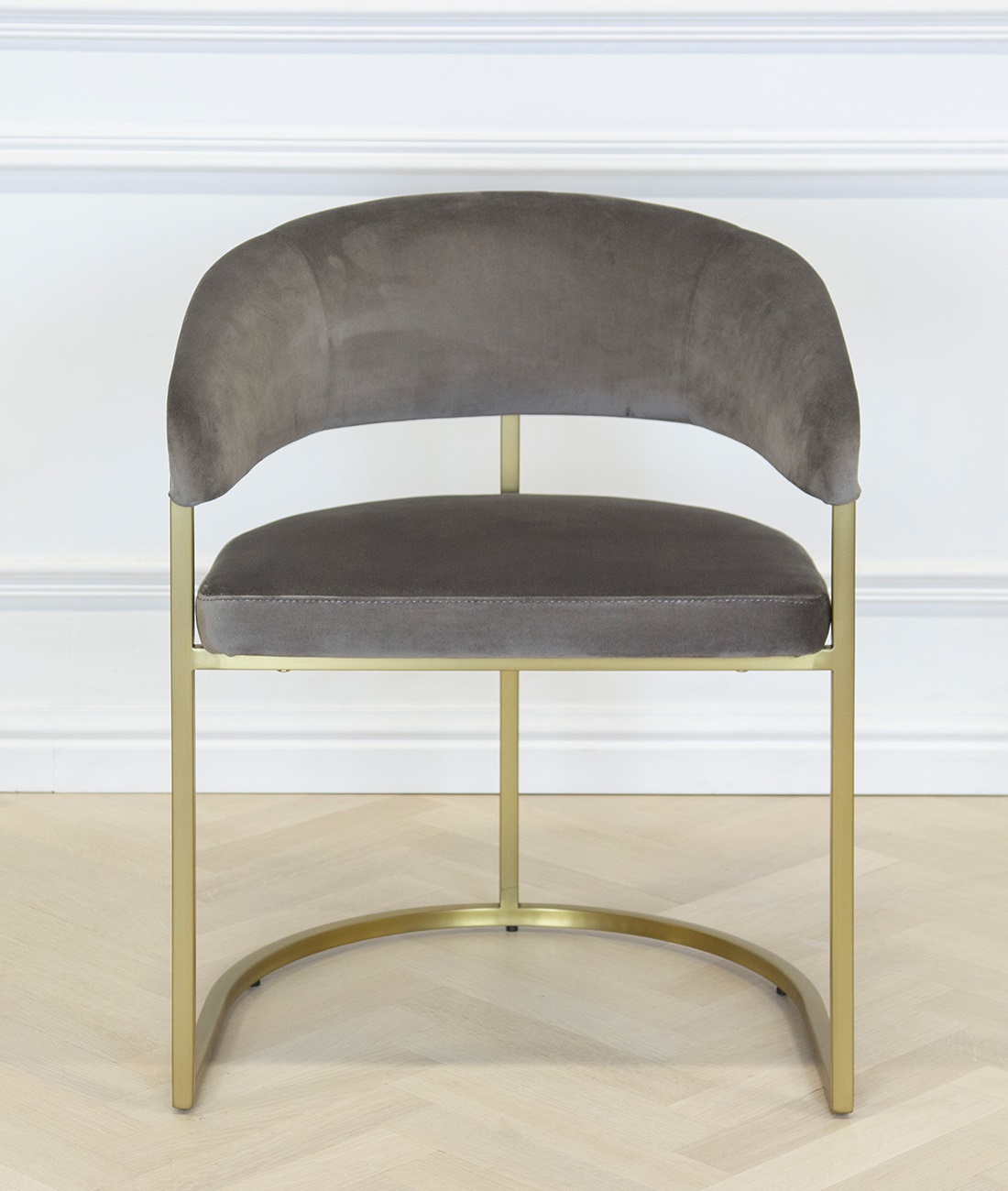 Chloé stol mattguld/grå sammet - 6