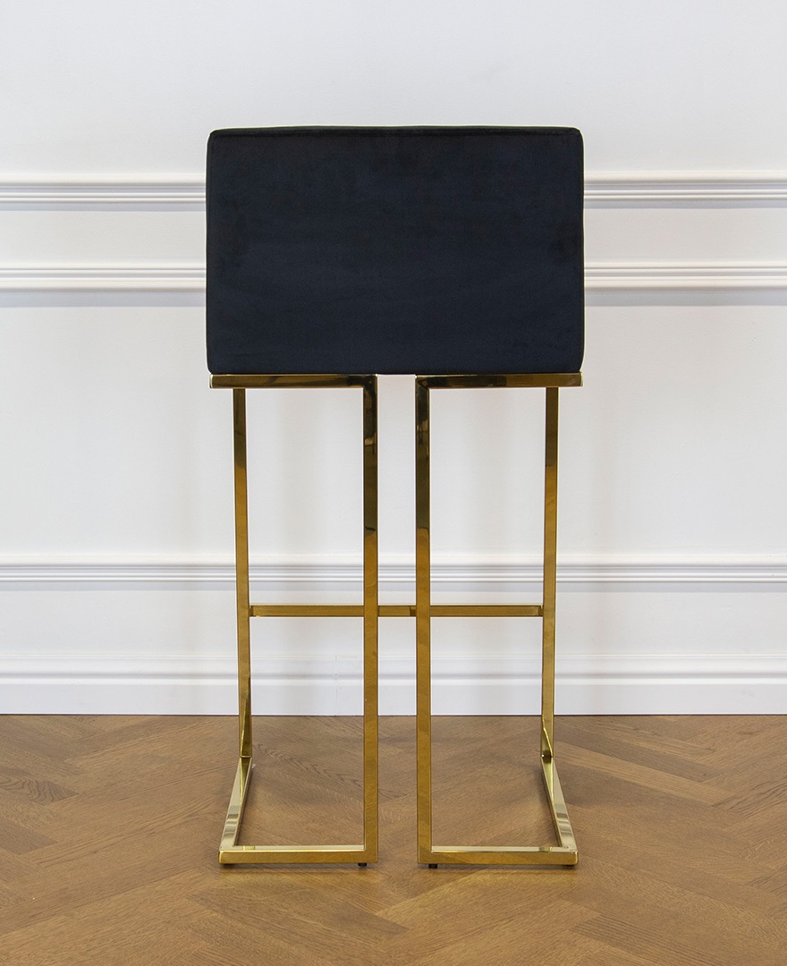 Empire barstol svart sammet/guld med armstöd - 6