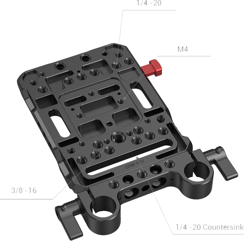 SMALLRIG 3016 Battery Plate V-Mount w Rod Clamp - 4