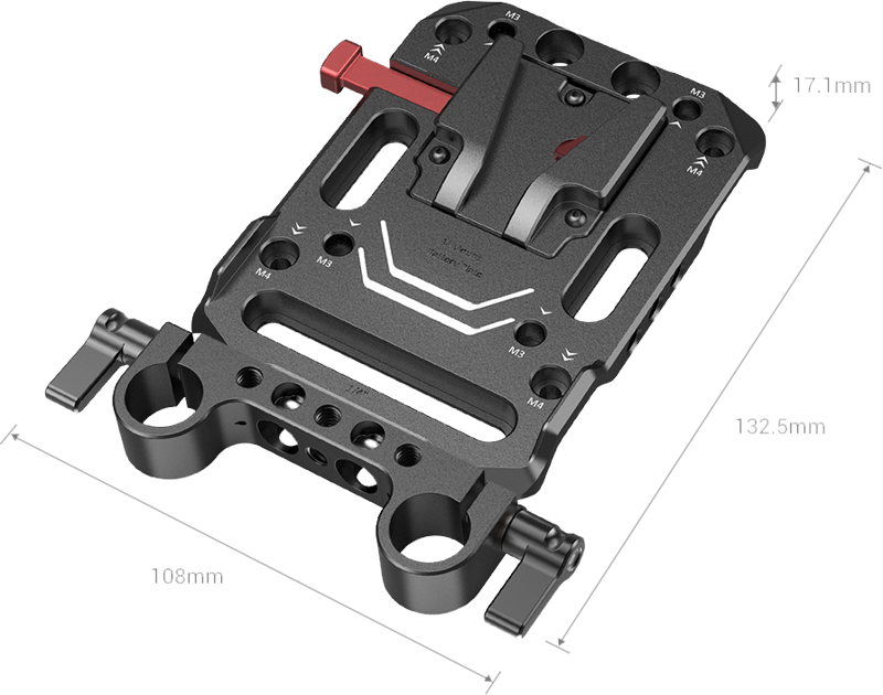 SMALLRIG 3016 Battery Plate V-Mount w Rod Clamp - 2