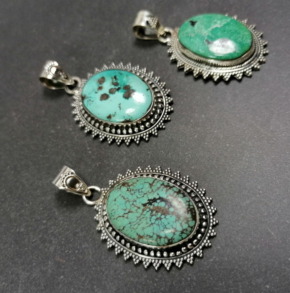 Äkta Turkos Silverhänge med Cabochon - 2