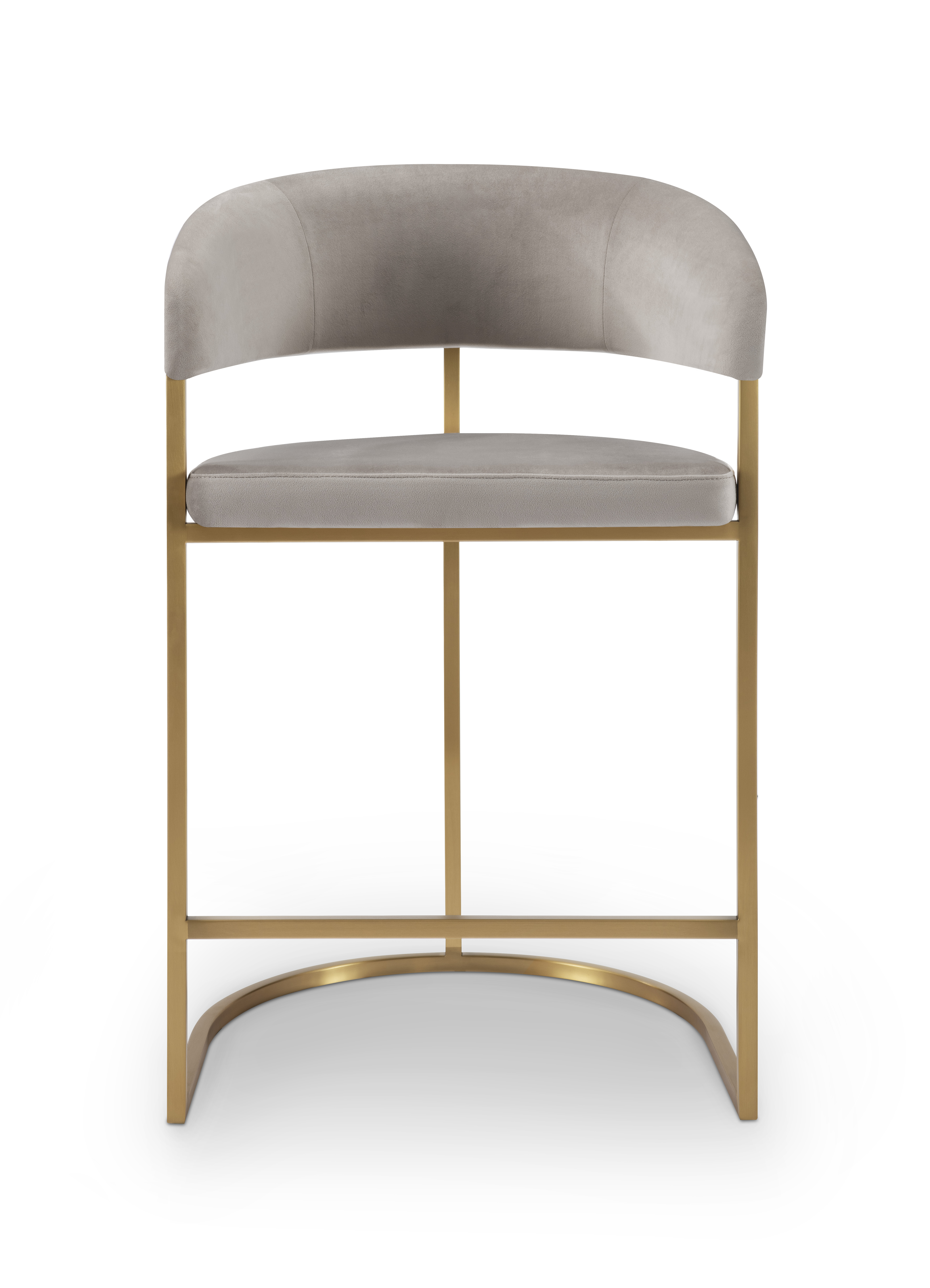 Chloé barstol mattguld/beige sammet - 5