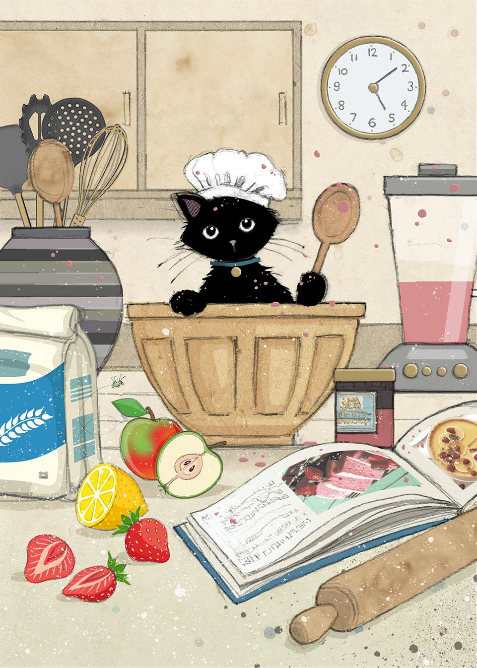 Chef Kitty, Greeting Card
