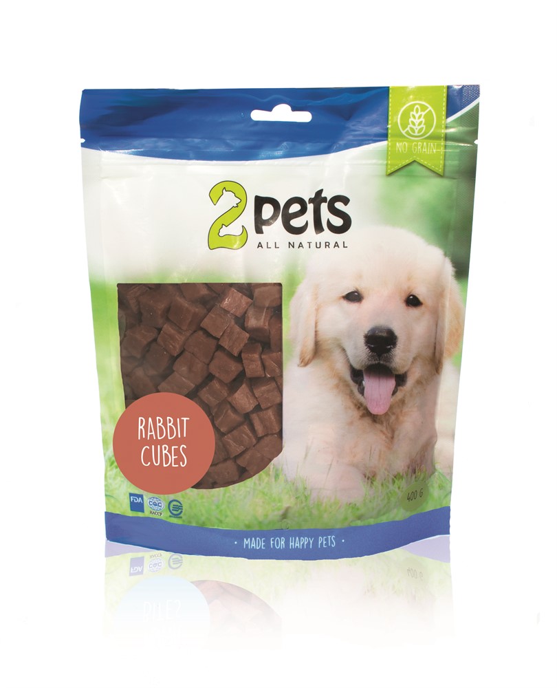 2pets Dogsnack Rabbit Cubes 400 gr