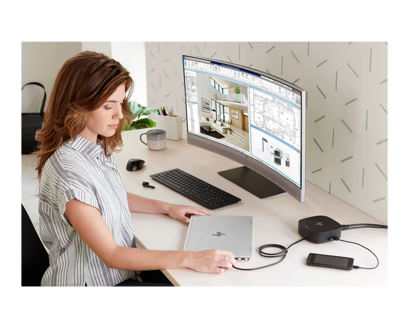 HP USB-C G5 Dockningsstation, 2 x Displayport, HDMI, USB-C, USB3.0, LAN - 4