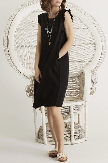  In Front - Lino Dress Black 