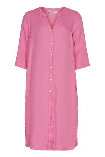 In Front - Lino Long Shirt Dress Pink