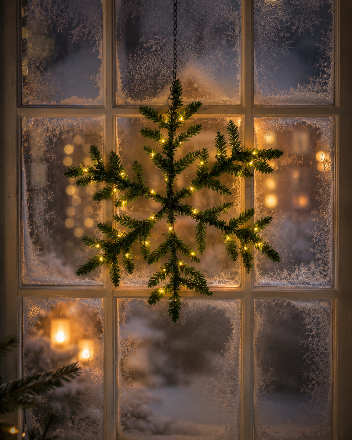 Snowflake wreath with lighting - Ø 40 cm