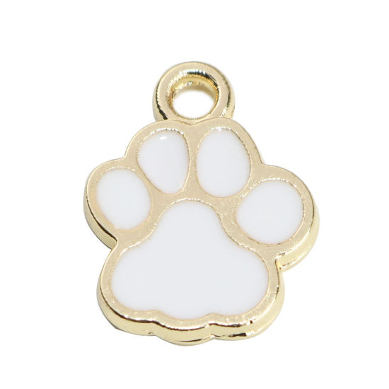 Charm  Enameld Paw, White & gold