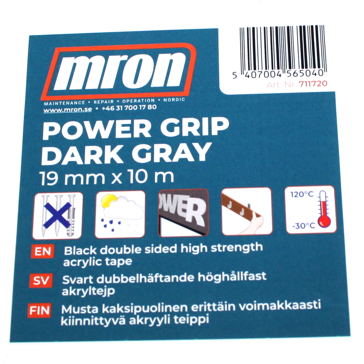 SCANTECH MULTI KAHVA - Kaksipuolinen akryylipohjainen musta teippi 19mmx10 m - 2