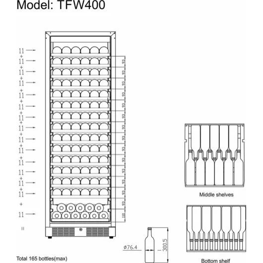 Tefcold - TFW400-S - Vinkyl - 426 liter - 2