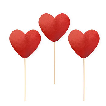 Cake picks | Hjärta | 6-pack | Röd - 1