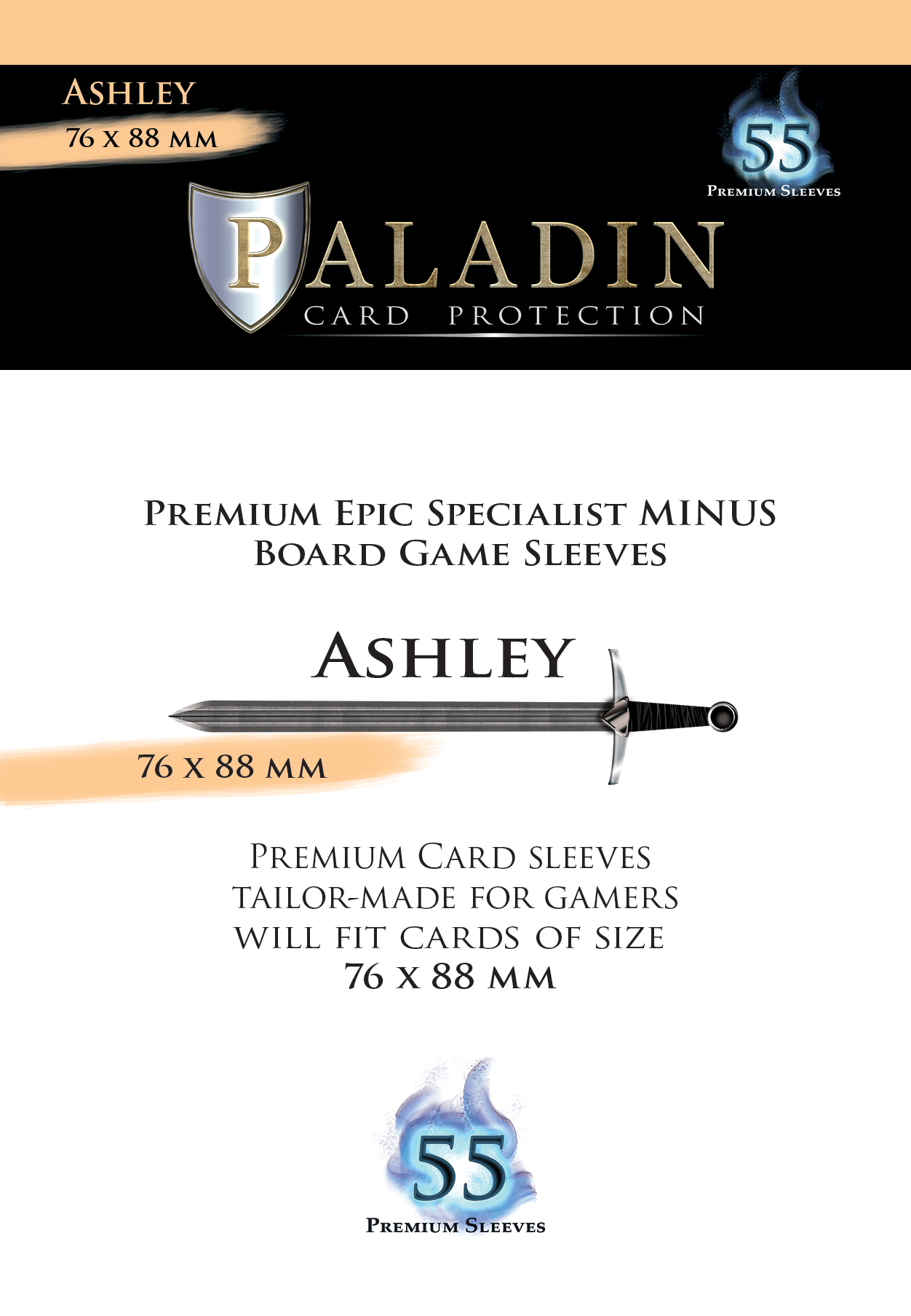 Paladin Sleeves - Ashley Premium Epic Specialist Minus 76x88mm (55 Sleeves)