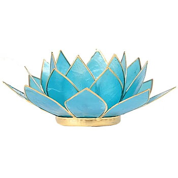 Lotus Atmospheric Light Chakra 5 Blue Gold Trim -- 13.5