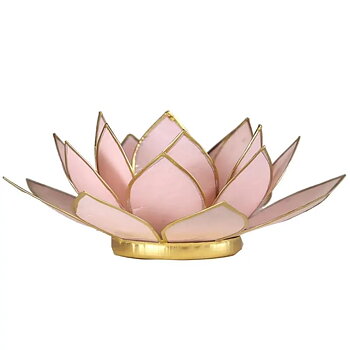 Lotus Atmospheric Light Pastel Pink Gold Trim -- 13.5 Cm