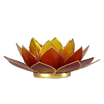 Lotus Atmospheric Light Yellow/Orange/Red Gold Trim -- 13.5 Cm