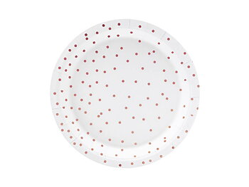 Papperstallrikar | 6-pack | 18 cm | Vita med rosé-prickar - 1