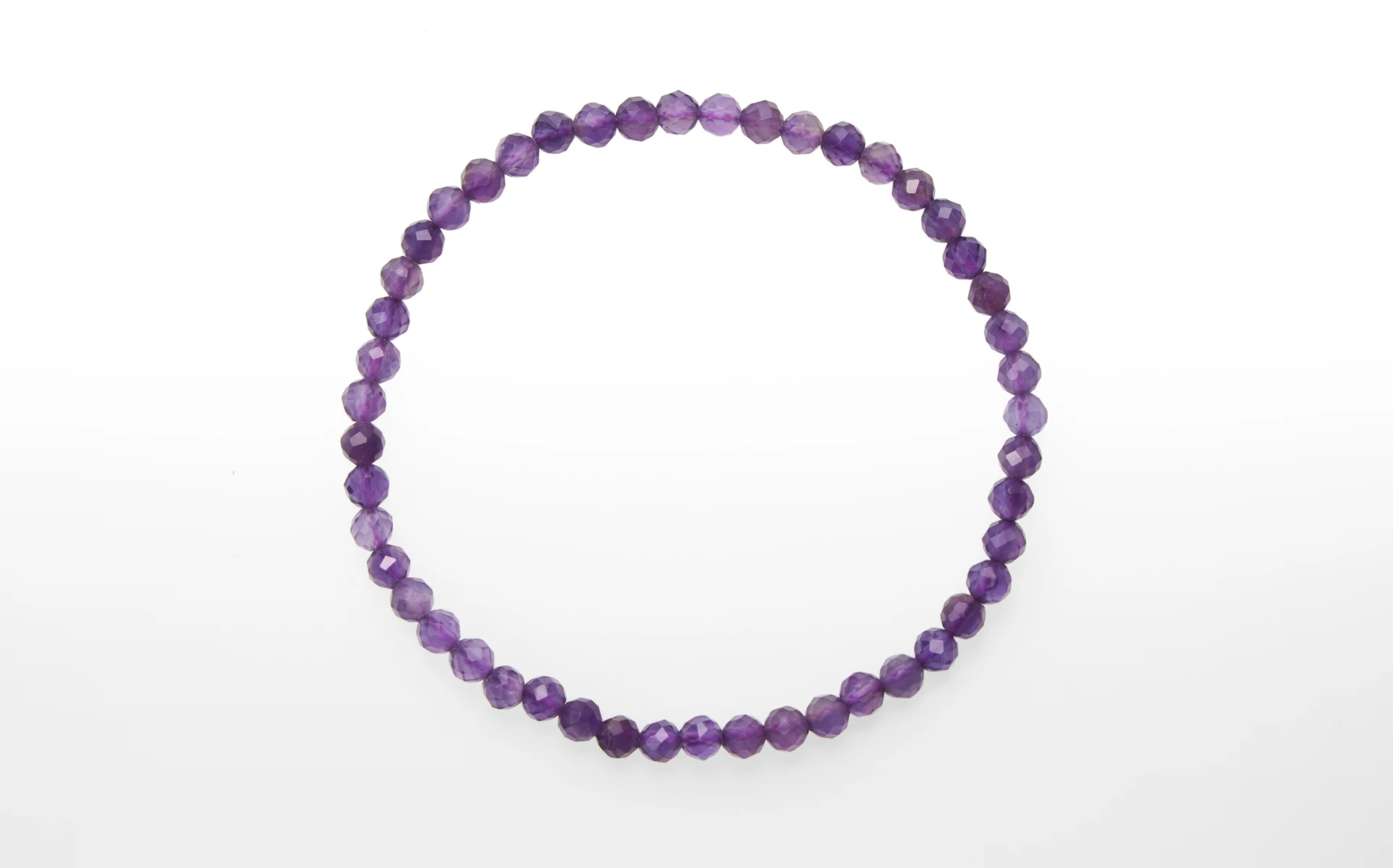 Fasettslipad Ametist Armband   - 4mm Pärlor - 2