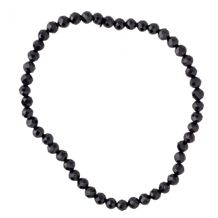Fasettslipad  SvartTurmalin Armband på elastisk tråd- 4mm Pärlor  - 2