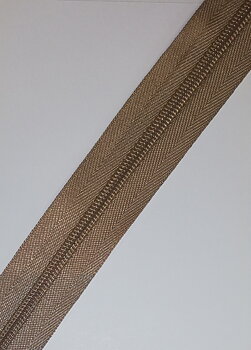Dragkedja 6 mm spiral, mörkbeige, metervara