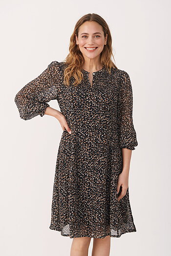 Part Two - Rinette Dress Black Granite Print