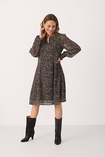 Part Two - Rinette Dress Black Granite Print