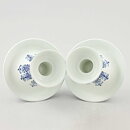 Raija Uosikkinen (Antica 1960s) Two Candleholders with Blue Geometric Pattern 13 cm