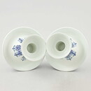 Raija Uosikkinen (Antica 1960s) Two Candleholders with Blue Geometric Pattern 13 cm