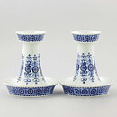 Raija Uosikkinen (Antica 1960s) Two Candleholders with Blue Geometric Pattern 13 cm