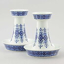 Raija Uosikkinen (Antica 1960s) Two Candleholders with Blue Geometric Pattern 13 cm