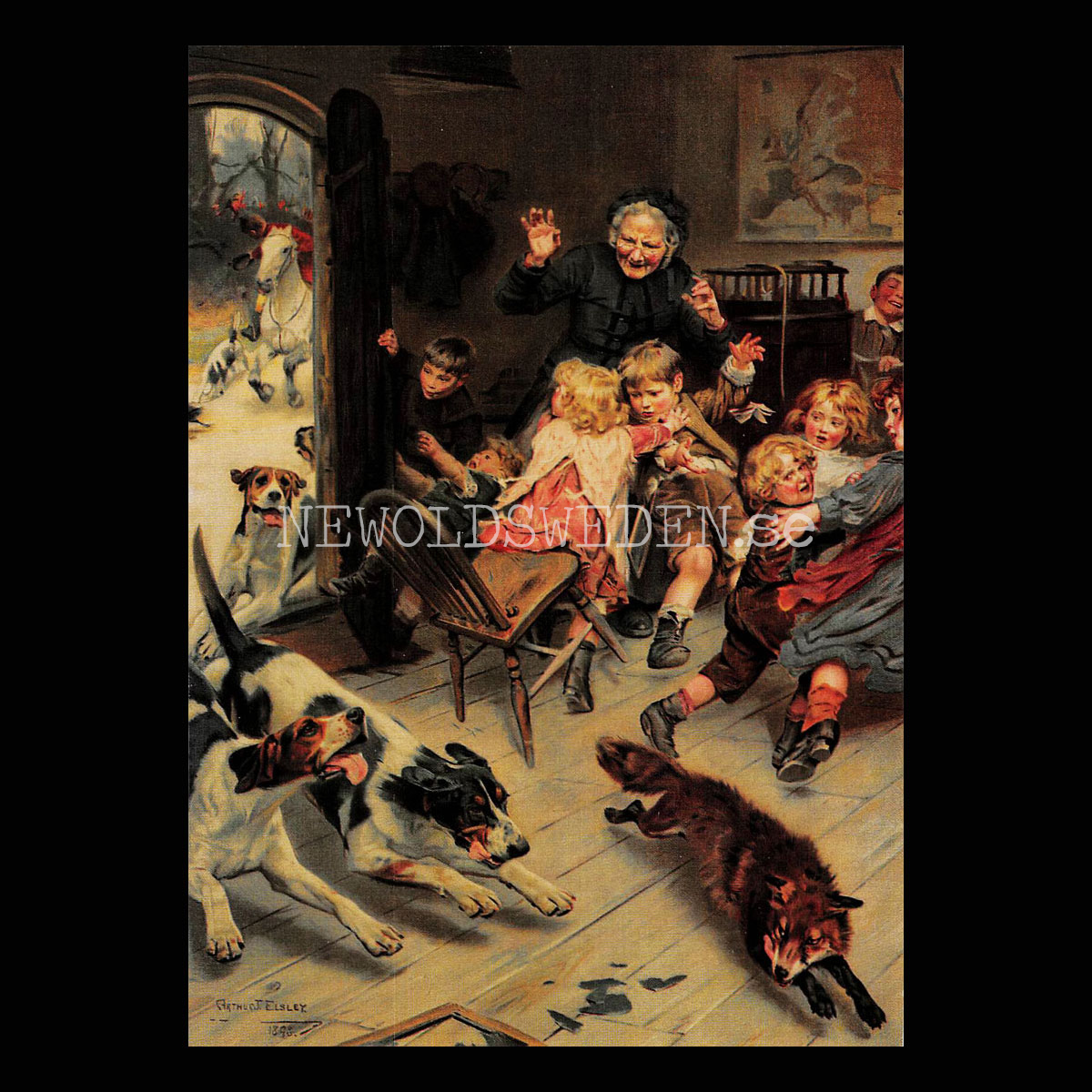 Rävjakt Arthur T. Elsley 1898 - Vykort A5