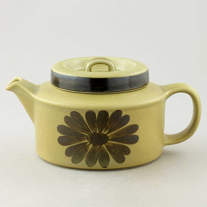 Olga Osol (Tunturi 1960) Yellow Teapot with Brown Flower Decor 24/12 cm  [Sample Images]