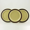 Olga Osol (Tunturi 1960) Three Yellow Plates with Brown Border Decor 20 cm
