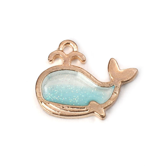 Charm -  Enameld Wale, glitter blue