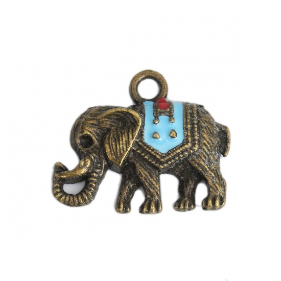 Charm   Bronze  Enameld elephant