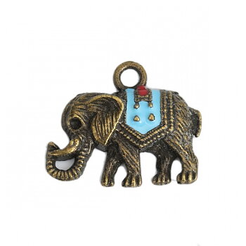 Charm   Bronze  Enameld elephant
