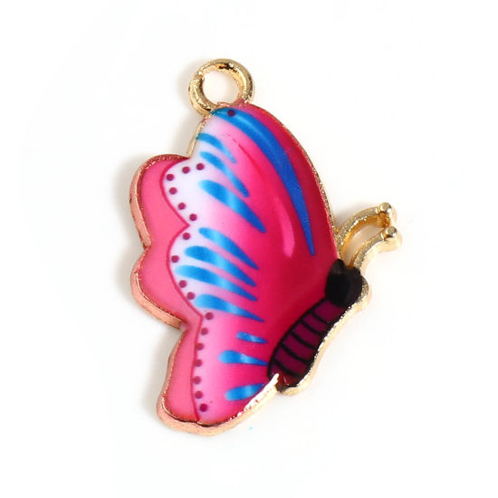 Charm -  Enameld butterfly, dark pink