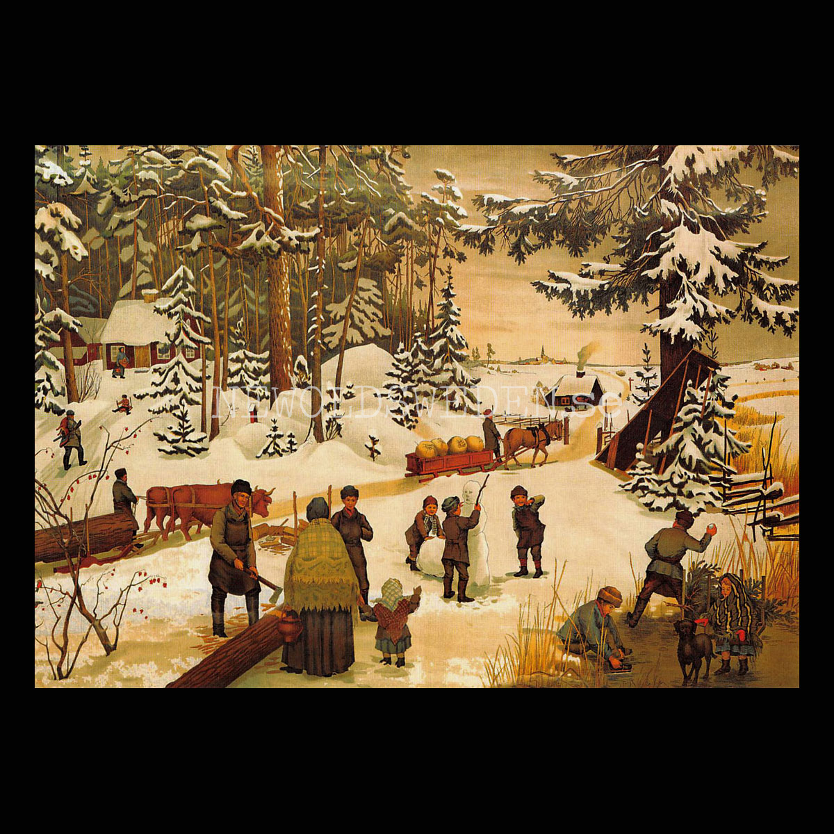 SKOLPLANSCH - Vintermotiv runt 1900-talet - Vykort A5