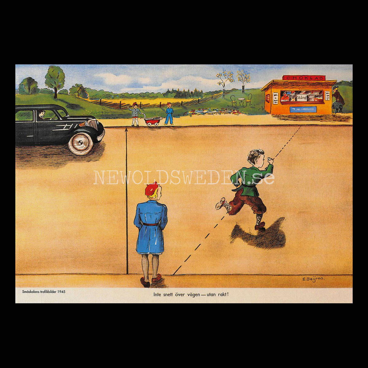 SKOLPLANSCH - Småskolans trafikbilder, 1945 - Vykort A5