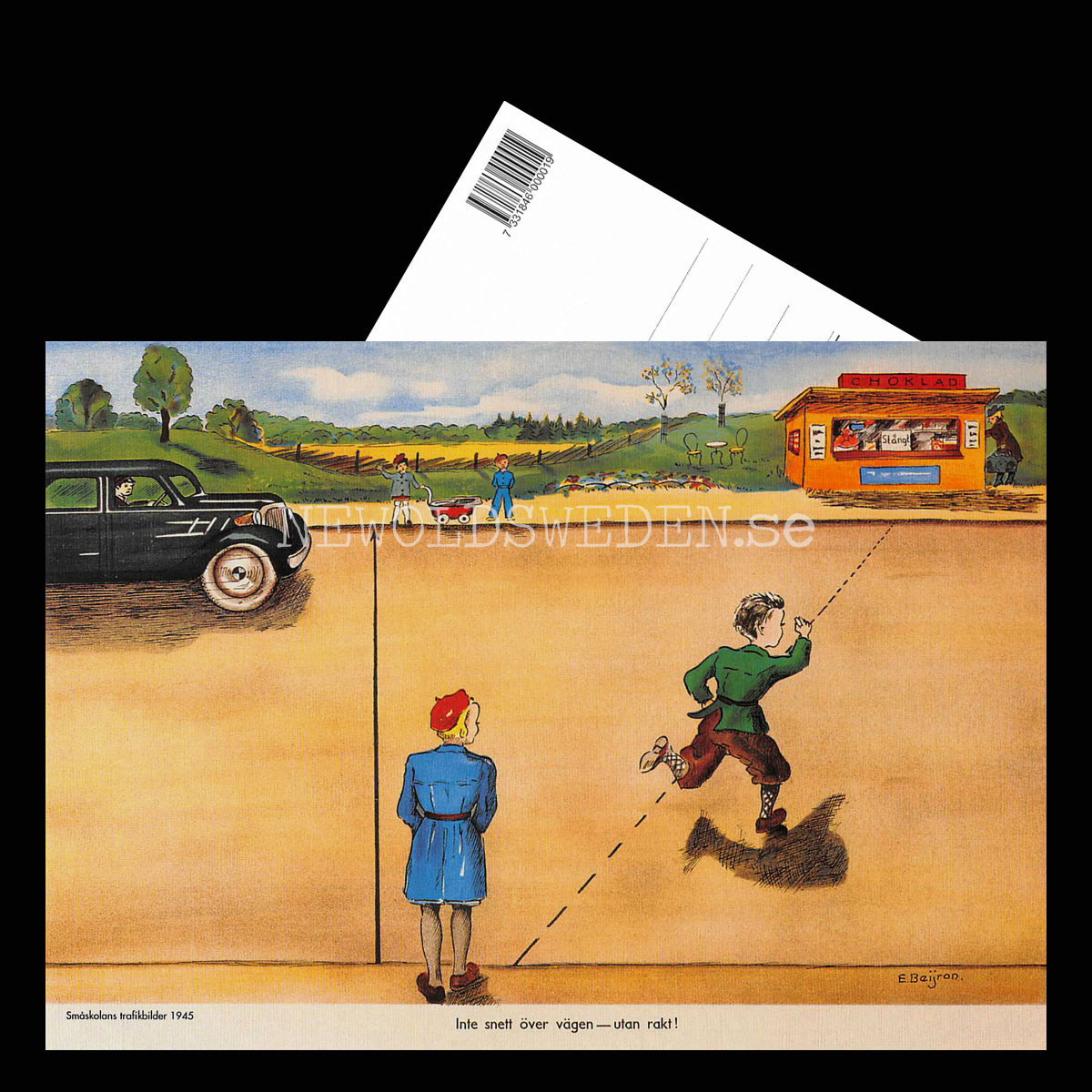 SKOLPLANSCH - Småskolans trafikbilder, 1945 - Vykort A5 - 3