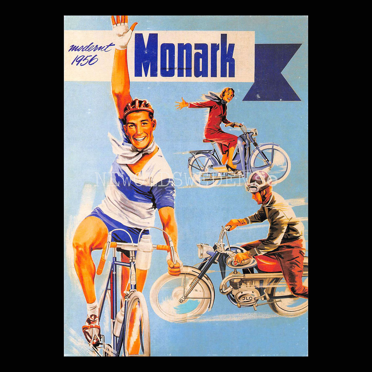 MONARK 1956 Cykel Moped Lättviktare Varberg - Vykort A5
