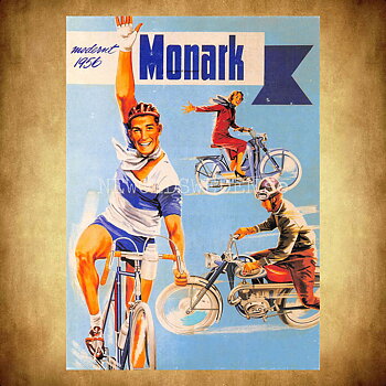 MONARK 1956 Cykel Moped Lättviktare Varberg - Vykort A5