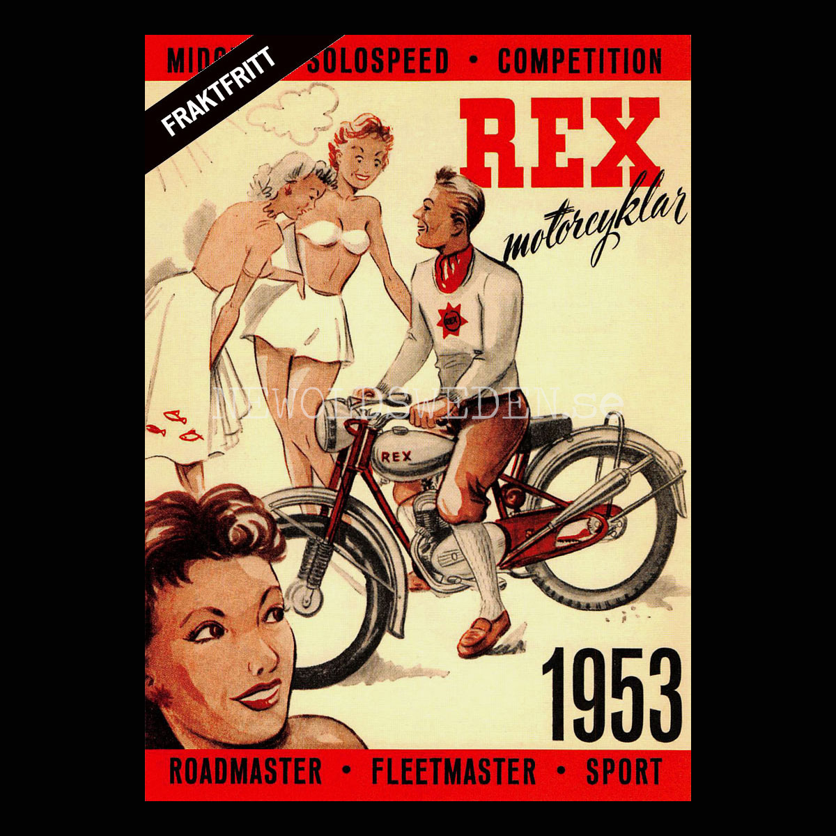 REX motorcyklar 1953 MIDGET SOLOSPEED ROADMASTER FLEETMASTER - Vykort A5