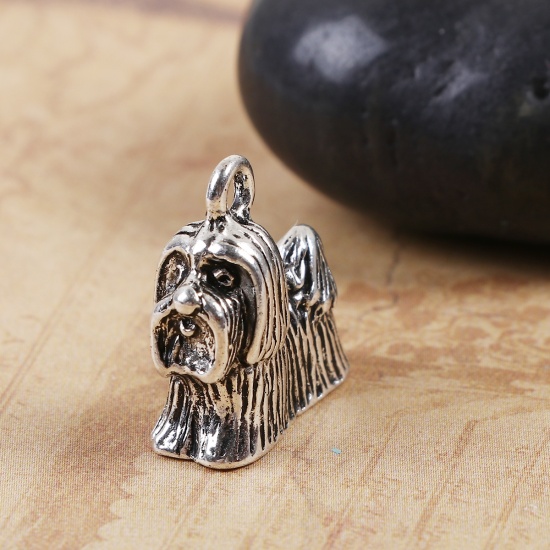 Berlock - Hund,  Silver 3D  Shih tzu
