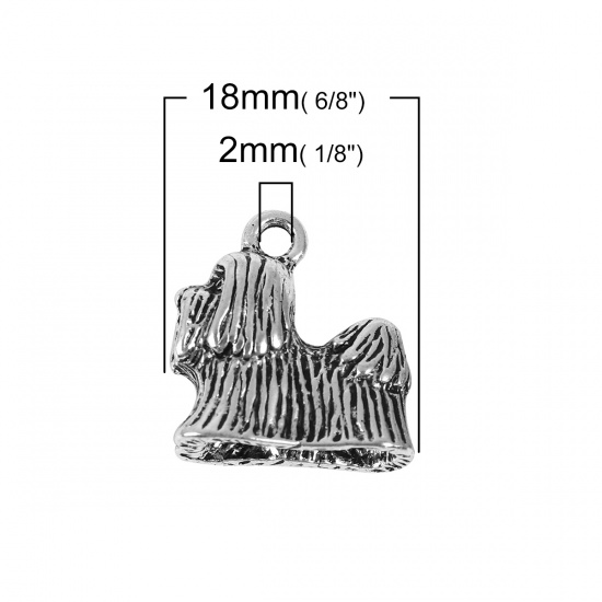 Berlock - Hund,  Silver 3D  Shih tzu - 2