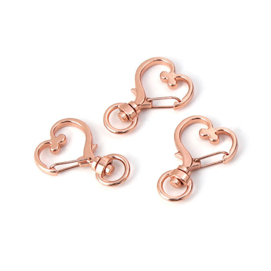 Clasp Keychain, Rose Gold heart